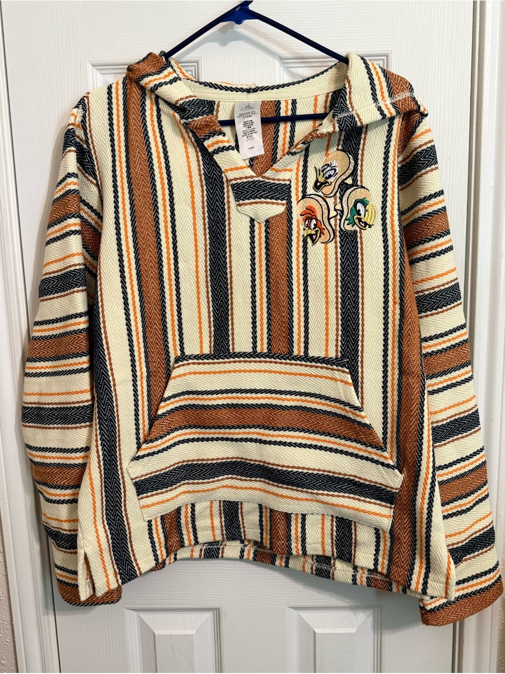 Disney Tres Cabarellos Striped Baja Hoodie Embroidered Patch  NWT adult small